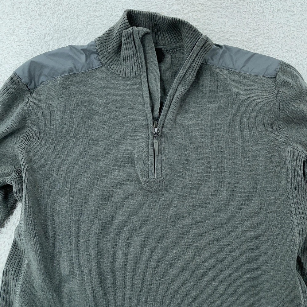 Marmot Quarter Zip Pullover Sweater Mens Medium Gray Wool Blend Shoulder Patch